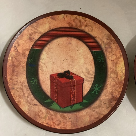 Noel Decoration Plates Coasters Set of 4 Stackable Each Plate has a Letter 4.5” - Picture 3 of 8